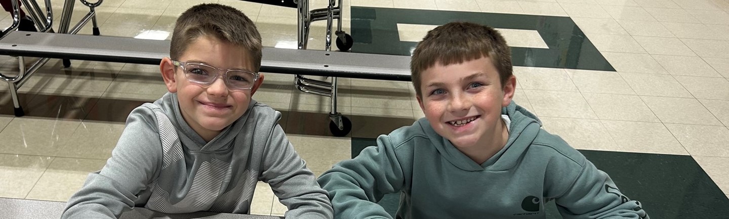 students at a table